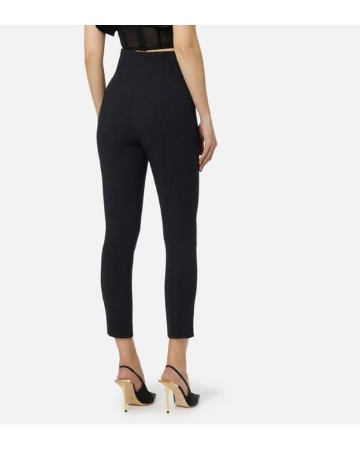 Elisabetta Franchi Blue Logo Details Trousers