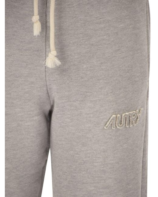 Autry Gray Melange Cotton Joggers With Logo
