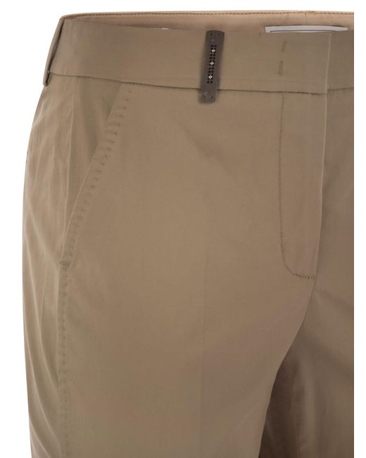 Peserico Natural Leichte Baumwollsatin -Zigarettenhose