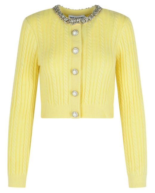 Self-Portrait Yellow Alpaca Blend Cardigan