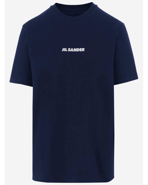 Jil Sander Blue Logo Cotton T-Shirt