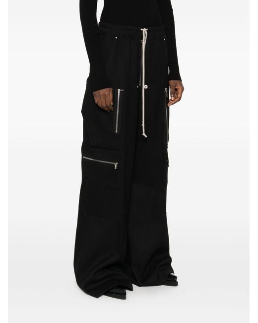 Rick Owens Black Cargobelas Straight-Leg Trousers