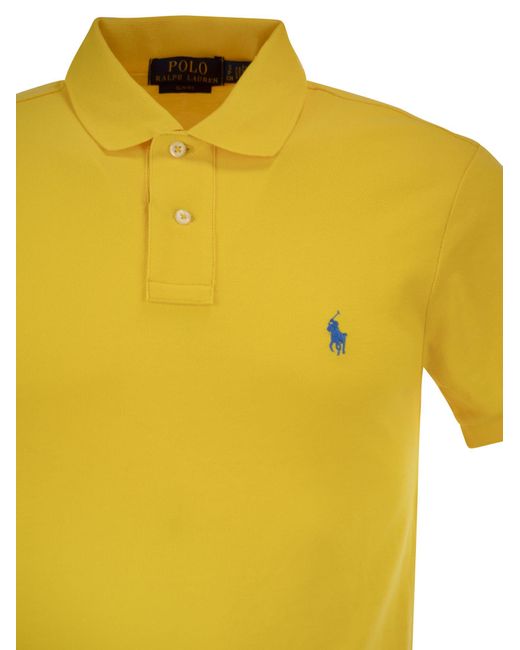 Polo Ralph Lauren Yellow Slim Fit Mesh Polo Shirt for men