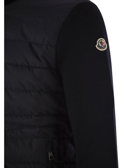 Moncler Black Padded Wool Cardigan for men