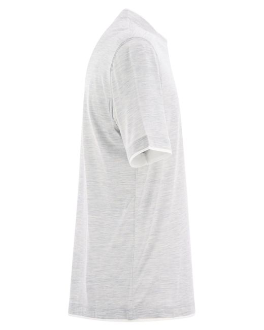 Brunello Cucinelli Slim Fit Crew Neck T -Shirt im leichten Baumwolltrikot in White für Herren