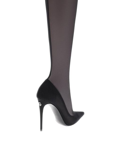 Botas altas de Stretch Tulle muslo Dolce & Gabbana de color Black