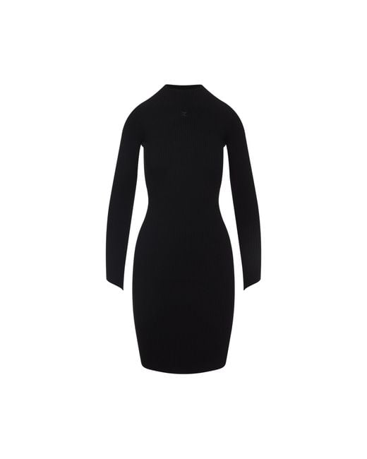 Courreges Black Circle Rib Mini Dress