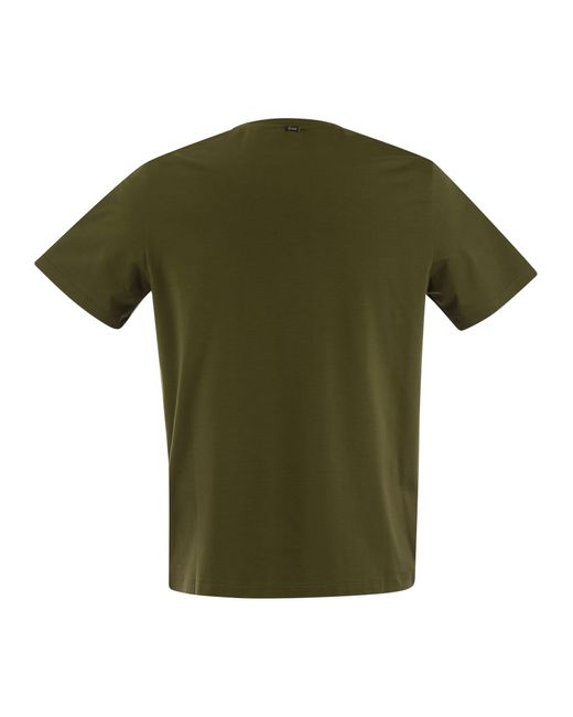 Herno Green Stretch Cotton Jersey T Shirt