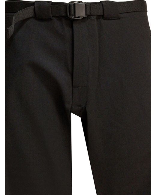 GR10K Black Wool Blend Belted Pants Trousers for men