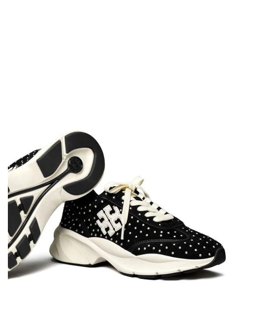 Tory Burch Black Good Luck Studded Trainer