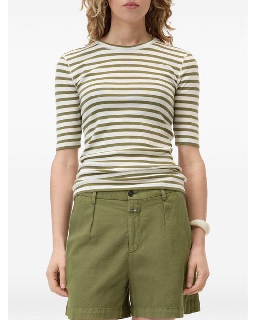 Closed Green Striped Cotton Blend Sweater