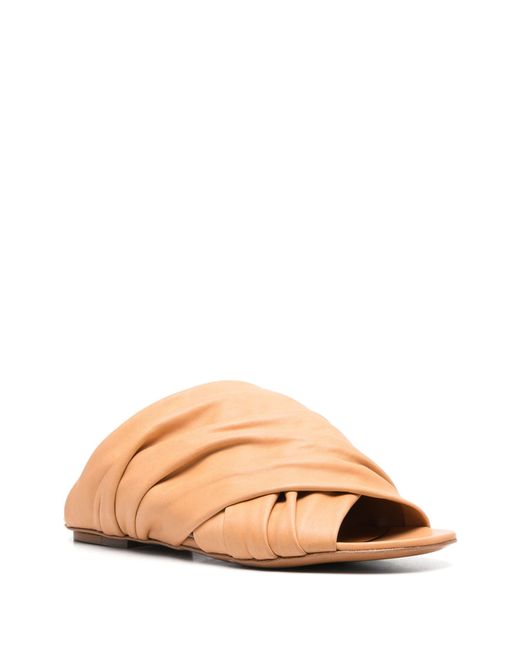 Forte_forte Pink Leather Crossed Flat Sandals for men