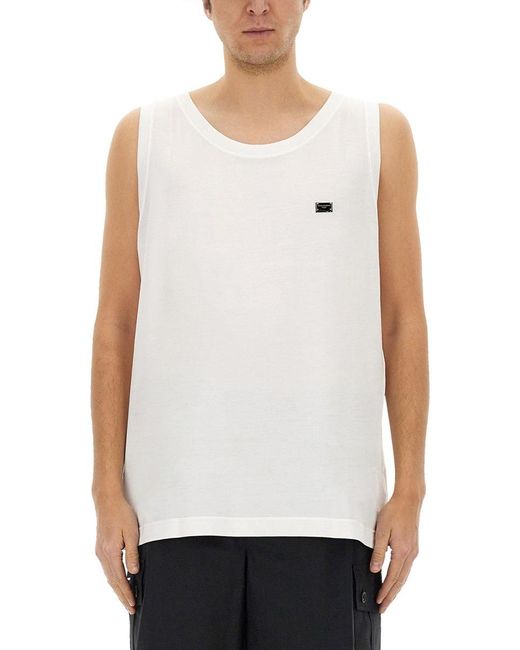 Dolce & Gabbana White Cotton "Over" Tank Top