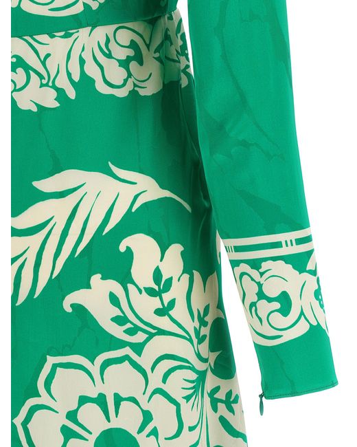 Etro Green Florales Midi -Kleid
