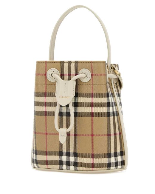 Burberry Natural Printed Canvas Bucket Bag