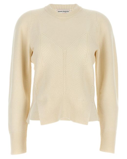 Alexander McQueen Natural 'Chevron Corset' Sweater
