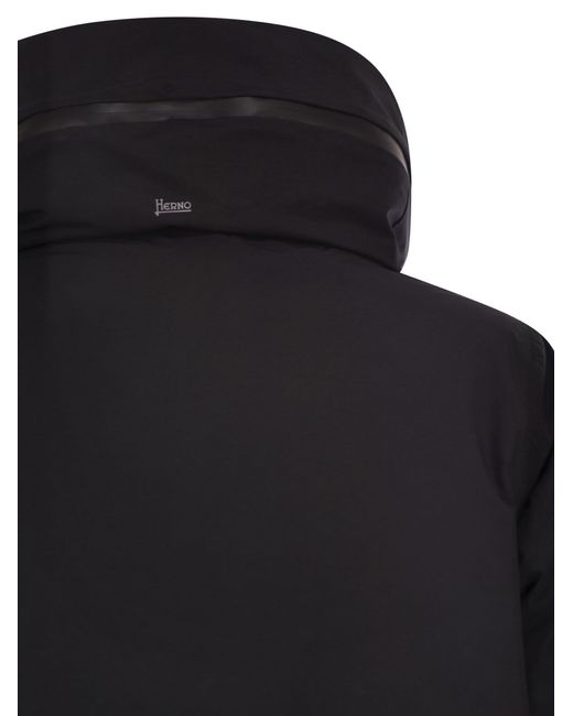 Herno Black A Shaped Down Jacket With Hood, 2 Layers