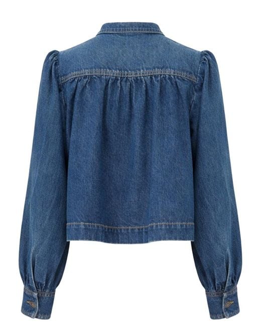 Chloé Blue Solid Mandarin Collar Jacket