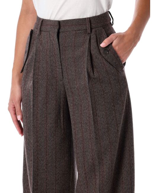 Golden Goose Deluxe Brand Multicolor Pinstripe Wool Wide-Leg Trousers