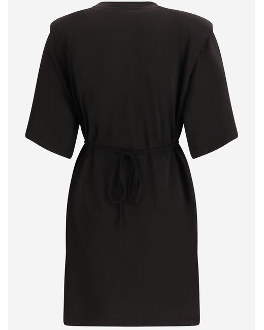 Pinko Black Allie Short Dress With Structured Shoulders And Chain