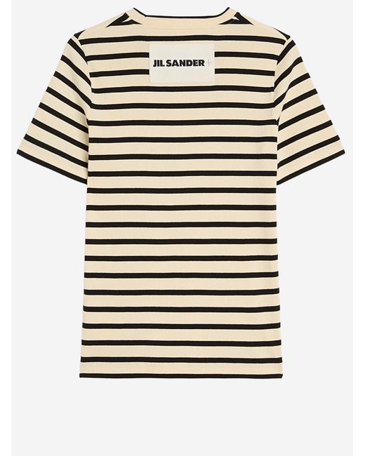 Jil Sander Red Cotton T Shirt With Striped Pattern