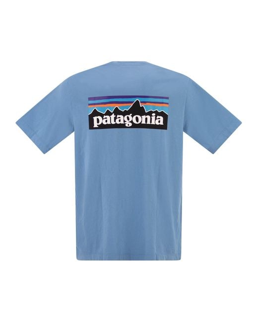 Patagonia Blue Cotton T Shirt With Print