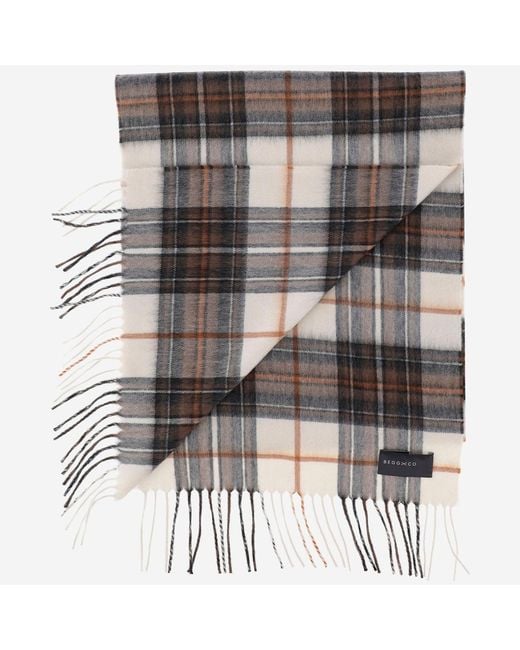 Alex Begg Gray Cashmere Scarf With Check Pattern for men