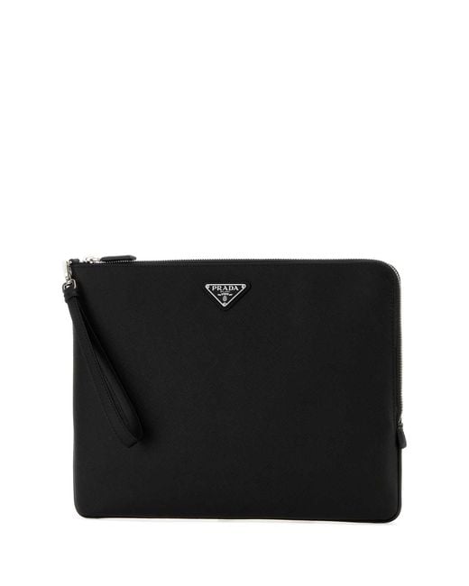 Prada Black Leather Clutch for men