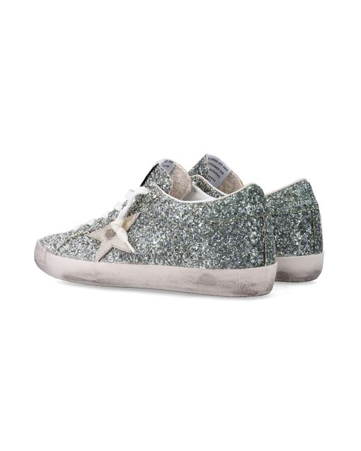 Golden Goose Deluxe Brand White Glitter Super-Star Sneakers