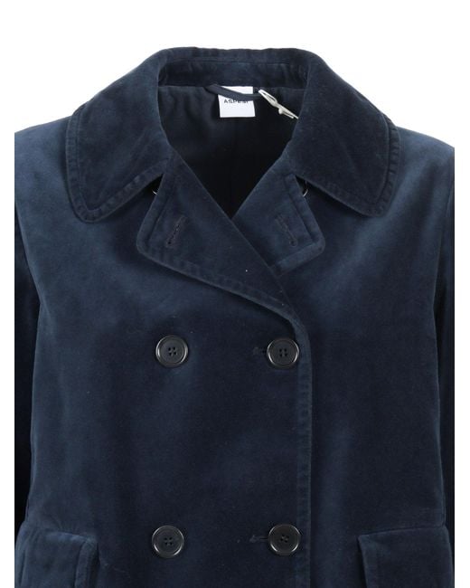 Aspesi Blue Double-Breasted Jacket