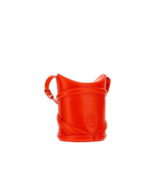Alexander McQueen Red The Curve Bucket Bag