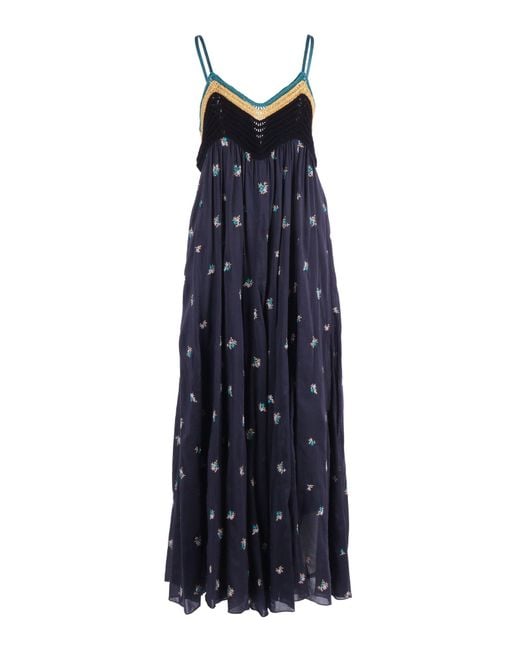 Forte_forte Blue Abito Bustier Voile Ricamo "Petites Fleurs"