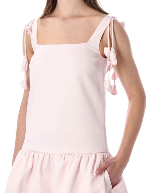 Self-Portrait Pink Taffeta Mini Dress With Floral Details