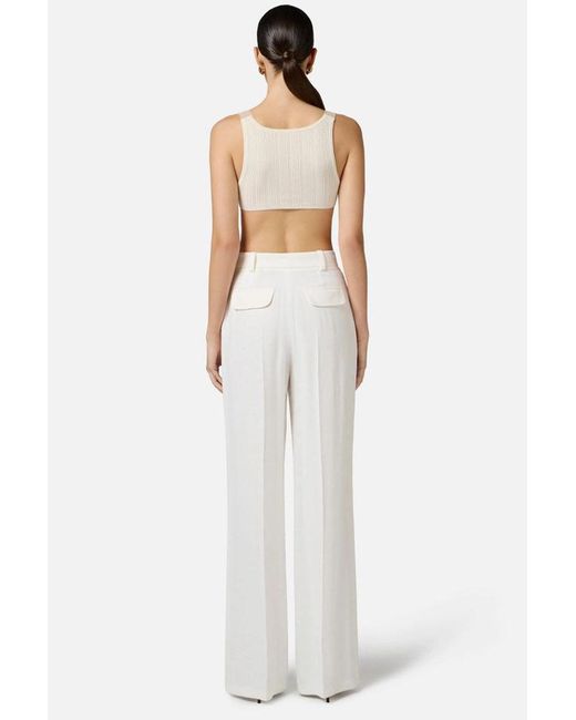 Elisabetta Franchi White Ivory Trousers With Charm