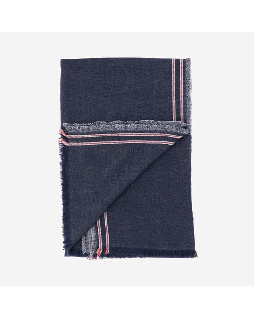Faliero Sarti Blue Cashmere And Silk Blend Denim Scarf for men