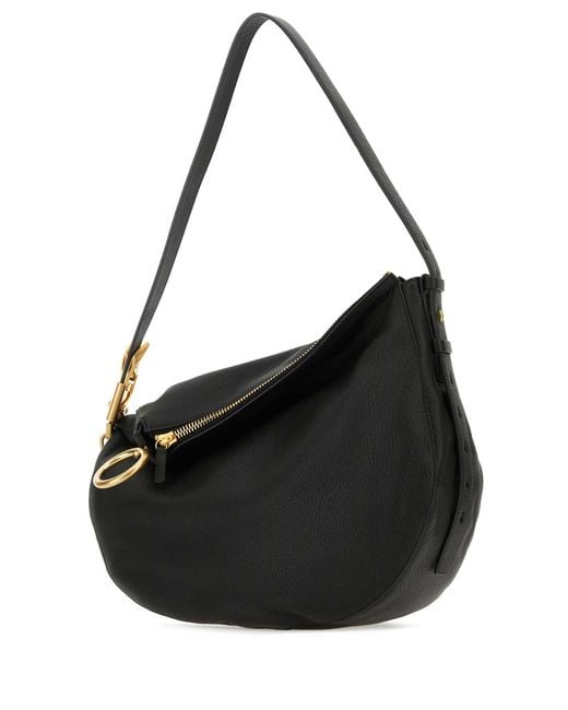 Burberry Black Leather Knight Medium Shoulder Bag