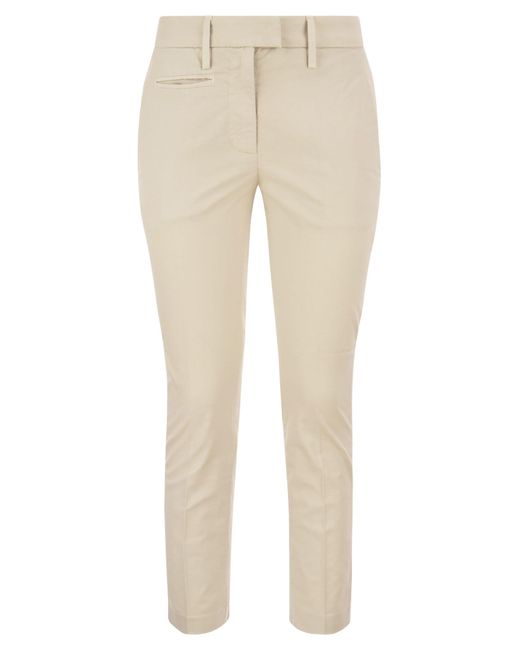 Dondup Natural Perfect Slim Fit Cotton Gabardine Trousers