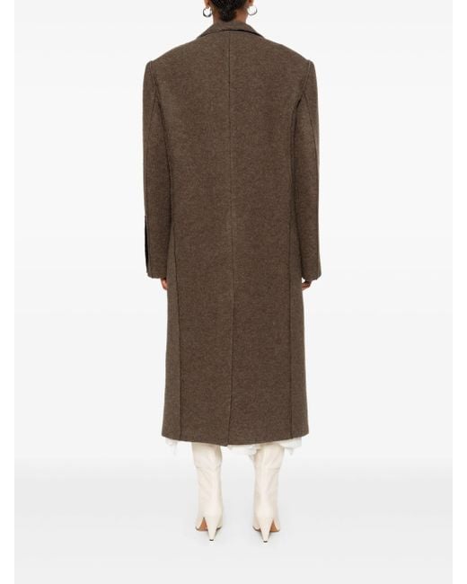 FEDERICO CINA Brown Double Breasted Raw Cut Long Coat