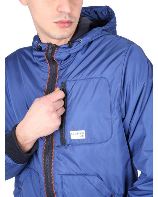 Fay Blue Bomber Jacket With Logo
