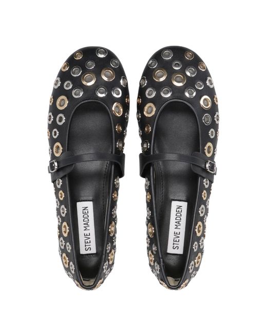 Steve Madden Black Flache Schuhe schwarz