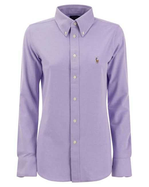 Cotton Oxford Shirt di Polo Ralph Lauren in Purple