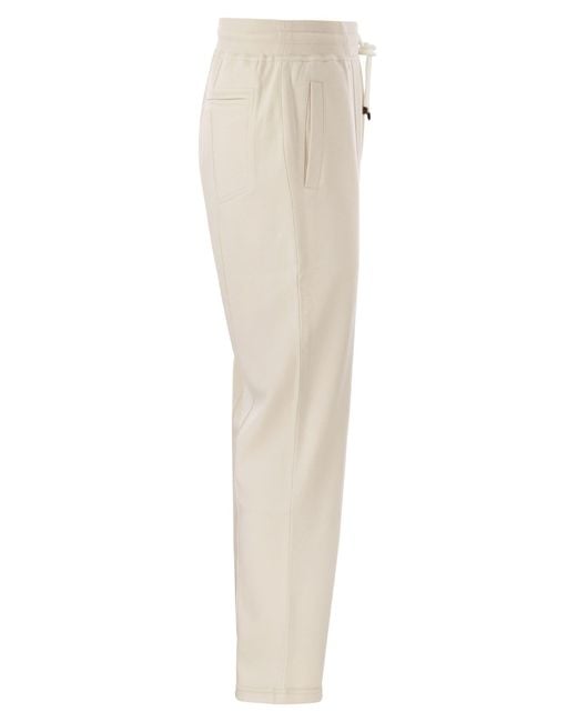 Techno Cotton Fleece Pantalon avec crête Brunello Cucinelli pour homme en coloris Natural