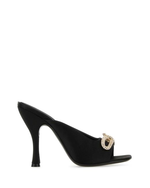 Ferragamo Black Salvatore Satin Mules