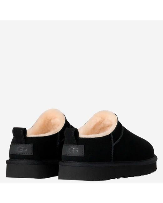 Ugg Black Flat Shoes Pelle Scamosciata