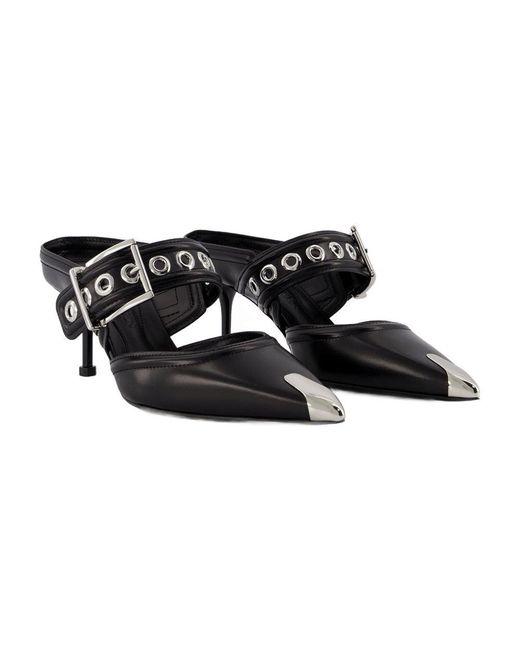 McQueen Black Oversized Sandals