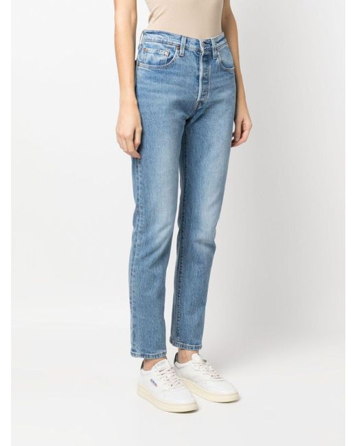 Jean Crop 501 Levi's en coloris Blue