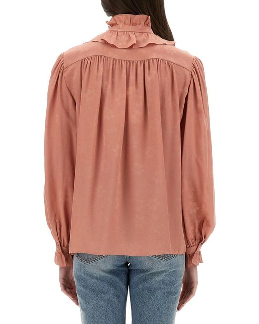 Chloé Red Regular Floral Shirt