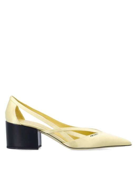 Prada Metallic 55Mm Satin Cut Out Pumps