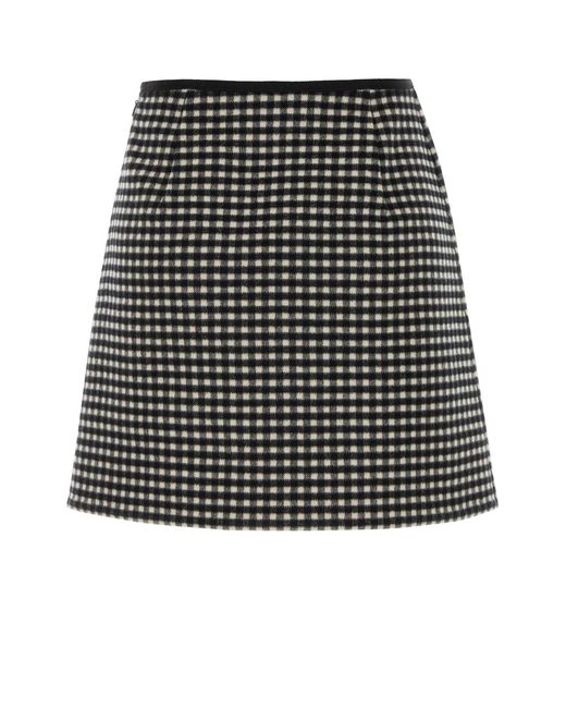 Valentino Garavani Black Embroidered Flannel Mini Skirt