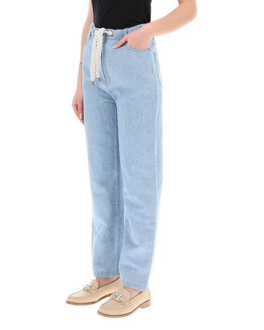 Jeans de cordón de en mezclilla ligera Agnona de color Blue